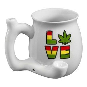 WHITE MUG WITH RASTA COLOR LOVE